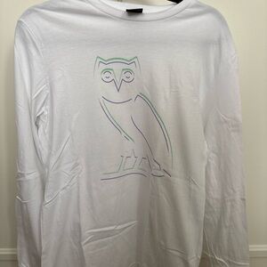 OVO White Long Sleeve Tee with Owl Design